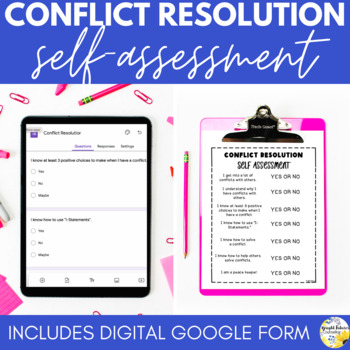 Preview of Conflict Resolution School Counseling Self-Assessment