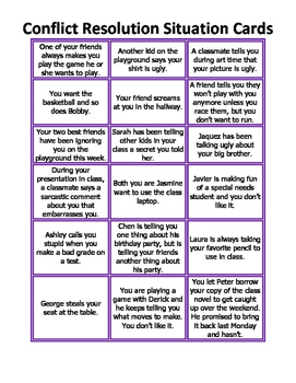 conflict resolution social scenario problem solving task cards pdf