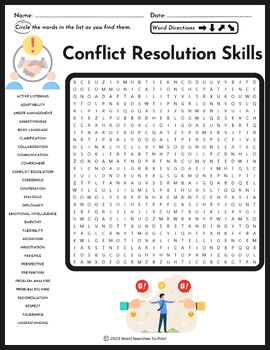 Conflict Resolution Skills Word Search Puzzle by Word Searches To Print