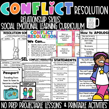 Preview of Conflict Resolution Social Emotional Learning Character Education SEL Curriculum