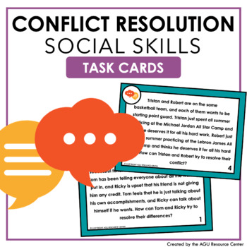 Preview of Conflict Resolution | Social Skills Activities | Scenario Task Cards
