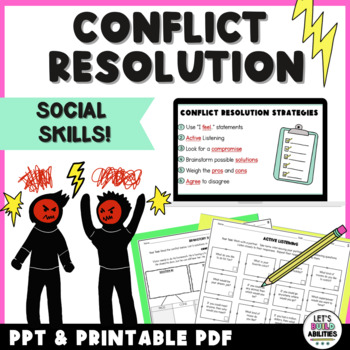 Preview of Conflict Resolution Social Skills Notes and Activities for Middle School