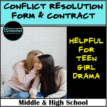 Preview of Conflict Resolution Statement Form & Contract for Counselors working with Teens!