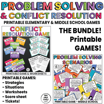 Preview of Conflict Resolution Strategies | Problem Solving | Printable Games | BUNDLE