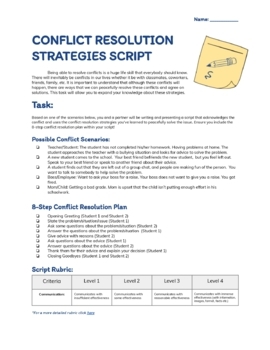 Preview of Conflict Resolution Strategies Script Instructions