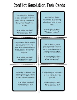 Preview of Conflict Resolution Task Cards | High School | Problem Solving for Teens