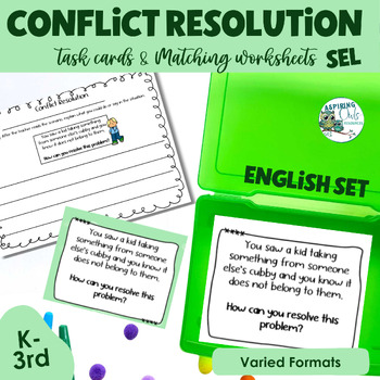 Preview of Conflict Resolution Activity - Task Cards and Worksheets for Problem Solving-SEL