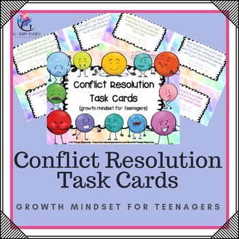 Preview of Conflict Resolution Task Cards - social skill and growth mindset for teenagers