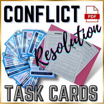 Preview of Conflict Resolution Task Cards with Answers - Workplace, Business Education