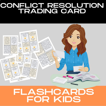 Preview of Conflict Resolution Trading Card -digital resources -Flashcards for Kids