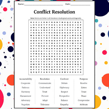 Conflict Resolution Word Search Puzzle Worksheet Activity by Word ...
