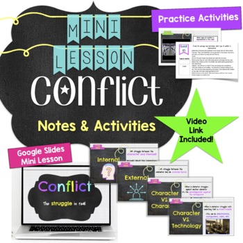 Preview of Conflict Mini Lesson Notes & Activities for Middle School- It's Digital!
