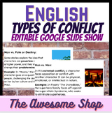 Conflict in Literature EDITABLE Google Slide Show for Engl