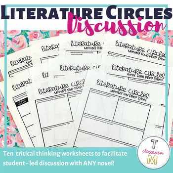 Preview of Literature Circles Meeting Prep Sheets - Discussion Questions for ANY Novel