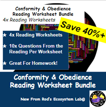 Preview of Conformity & Obedience Lesson Reading Worksheet Bundle **Editable**