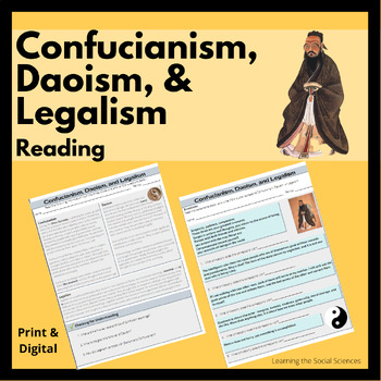 Preview of Confucianism, Daoism, & Legalism One Page Reading w/ Questions: Print & Digital
