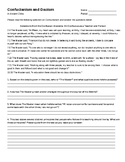 Confucianism and Daoism: Primary Source Analysis Worksheet / DBQ