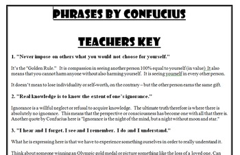Preview of Confucius:  Famous Quotes Activity