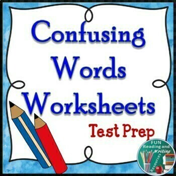 Preview of Confusing Words Worksheets - Test Prep Print and Digital Easel Activity