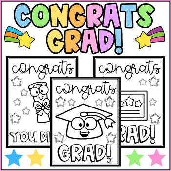 Preview of Congrats Grad! Congratulations Graduate! Coloring Pages Cards for Graduates