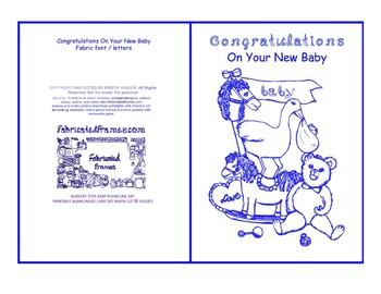 Preview of Congratulations On Your New Baby Nursery Toys Room Blue Line Art Card printable