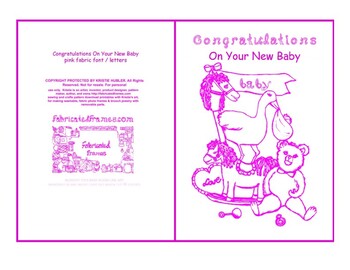 Preview of Congratulations On Your New Baby Nursery Toys Room Pink Line Art Card printable