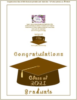 Preview of Congratulations Class of 2021 Graduate Fabric Font Brown Cap Gold Tassel Card