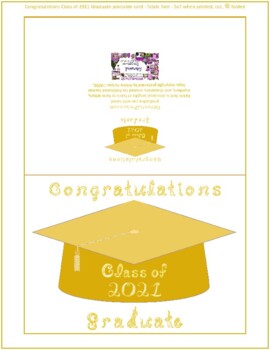 Preview of Congratulations Class of 2021 Graduate Fabric Font Gold Cap Gold Tassel Card