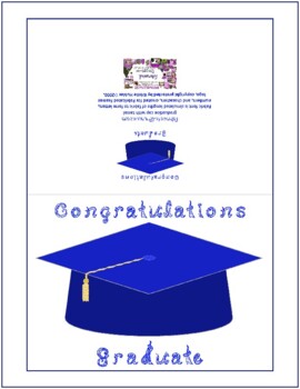 Preview of Congratulations Graduate Blue Fabric Font Blue Cap Gold Tassel Card Printable