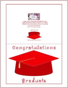 Preview of Congratulations Graduate Red Fabric Font Red Cap Gold Tassel Card Printable