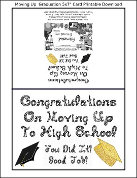 Preview of Congratulations Moving Up To High School Graduation Card Printable With 2 Caps