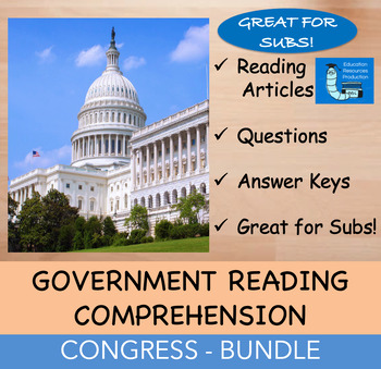 Preview of Congress & Congressional Powers - Reading Comprehension & Questions BUNDLE