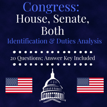 Preview of Congress: House, Senate, Both Identification & Duties Analysis