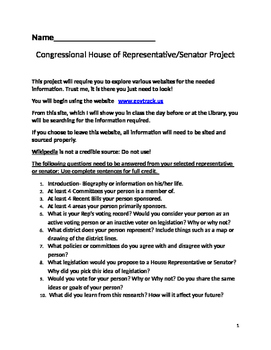 Preview of Congressional House of Representatives/Senators Project