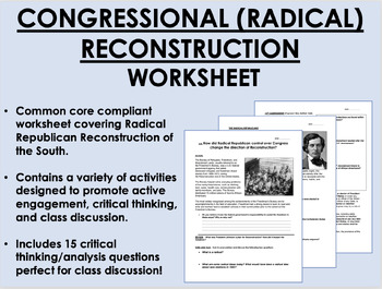 Preview of Congressional (Radical) Reconstruction worksheet