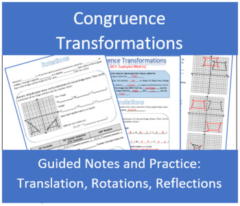 Preview of Congruence Transformations (Isometries) Guided Notes and Practice
