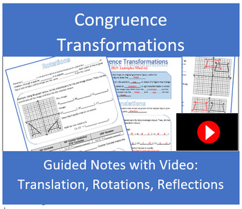 Preview of Congruence Transformations (Isometries) Guided Notes and Video
