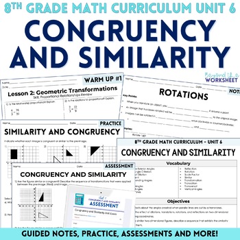 Preview of Congruency and Similarity Unit 8th Grade Math Curriculum
