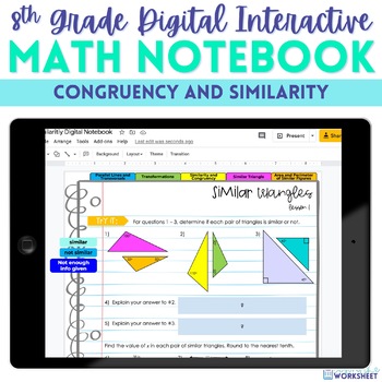 Preview of Congruency and Similarity Digital Interactive Notebook for 8th Grade