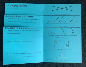 Congruent Angle Theorems - Geometry Foldable Notes by Lisa Davenport