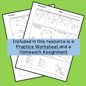Congruent Chords Arcs in Circles Guided Notes Practice Homework