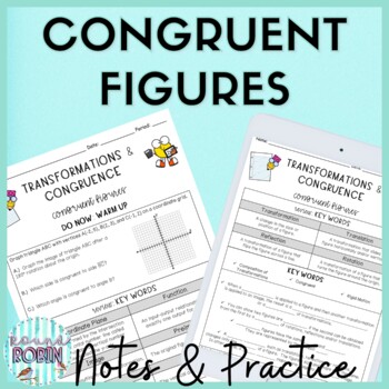 Preview of Congruent Figures Guided Notes Practice Homework 8th Grade Math Worksheets