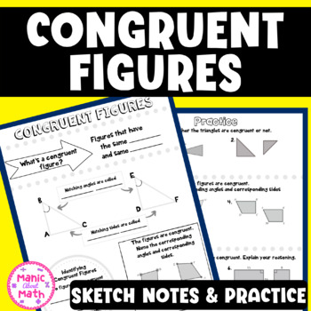 Preview of Congruent Figures Sketch Notes and Practice