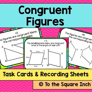 Preview of Congruent Figures Task Cards | Math Center Practice Activity