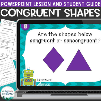 Preview of Congruent Shapes PowerPoint Lesson and Guided Student Printable Activity