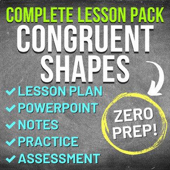 Preview of Congruent Shapes Worksheet Complete Lesson Pack (NO PREP, KEYS, SUB PLAN)