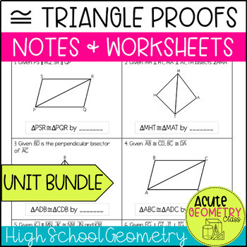 Preview of Triangle Congruence Unit - Geometry Proofs Congruent Triangles Notes & Practice