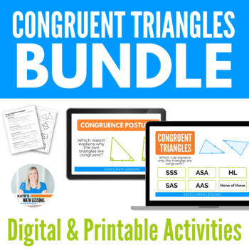 Preview of Congruent Triangles Bundle - Printable and Digital Activities