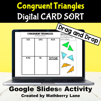 Preview of Congruent Triangles Card Sorting Activity Digital Interactive  in Google Slides