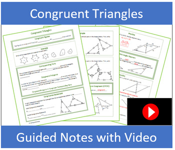 Preview of Congruent Triangles Guided Notes and Tiered Activity with Video